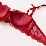 Women’s Bras Sexy Lace Half Cup Push Up French Style Lingerie Solid Soft Deep V Top Breathable Comfortable Closure Thin Bralette