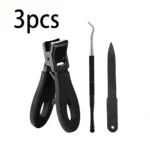 1/3/4/5pcs Stainless Steel Toenail Clippers Set with Ergonomic Handle, Includes Wide Mouth Angled Scissors, Nail File Cuticle Tool