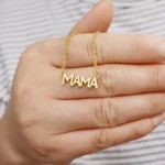 Mother’s Day Gift Trending Letter MAMA Necklace in Stainless Steel Gold Color for Mom Women’s Jewelry for Anniversary