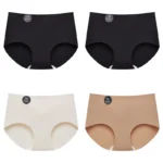 FalllSweet 4PCS Seamless Panties for Woman Ice Silk Underwear Soft Thin Briefs Women’s Underpants Fashion Sexy Female Lingerie