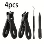 1/3/4/5pcs Stainless Steel Toenail Clippers Set with Ergonomic Handle, Includes Wide Mouth Angled Scissors, Nail File Cuticle Tool