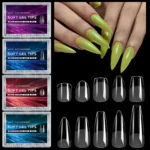 Luxury False Nail Tips Soft Gel Fingertip Semi-matte Capsules Almond French Coffin Full Cover Artificial Fake Nails Extension