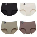 FalllSweet 4PCS Seamless Panties for Woman Ice Silk Underwear Soft Thin Briefs Women’s Underpants Fashion Sexy Female Lingerie
