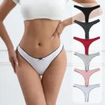 3Pcs Women’s Thong Low-rise Panties Solid Color Lingerie Sexy Thongs Fashion Casual Underwear Comfort Fit Women’s Tangas