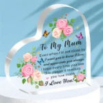 Mum Gifts Mothers Day Gifts From Daughter Son To My Mum I Love You Acrylic Heart Shape Plaque For Mum Mother Mummy Birthday
