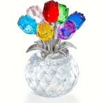 Colourful Rose Bouquet – For Anniversary, Mother’s Day, Valentine’s Day Crystal Rose Bouquet – Eternal Rose Decorative Gift