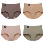 FalllSweet 4PCS Seamless Panties for Woman Ice Silk Underwear Soft Thin Briefs Women’s Underpants Fashion Sexy Female Lingerie