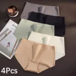 FalllSweet 4PCS Seamless Panties for Woman Ice Silk Underwear Soft Thin Briefs Women’s Underpants Fashion Sexy Female Lingerie
