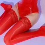 1 Pair Sexy Horse Oil Shinny Silk Stockings Silicone Non-Slip Lace Thigh High Socks Summer Ultra Thin Hosiery Lingerie