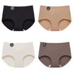 FalllSweet 4PCS Seamless Panties for Woman Ice Silk Underwear Soft Thin Briefs Women’s Underpants Fashion Sexy Female Lingerie