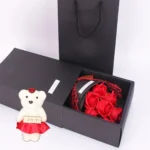 1Pc Handmade 7 Rose Soap Bouquet Little Bear Gift Box Creative Valentine’s Day Mother’s Day Birthday Party Rose Flower Gifts