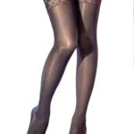 1 Pair Sexy Horse Oil Shinny Silk Stockings Silicone Non-Slip Lace Thigh High Socks Summer Ultra Thin Hosiery Lingerie