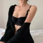 Women’s Bras Sexy Lace Half Cup Push Up French Style Lingerie Solid Soft Deep V Top Breathable Comfortable Closure Thin Bralette