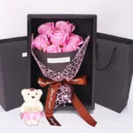 1Pc Handmade 7 Rose Soap Bouquet Little Bear Gift Box Creative Valentine’s Day Mother’s Day Birthday Party Rose Flower Gifts