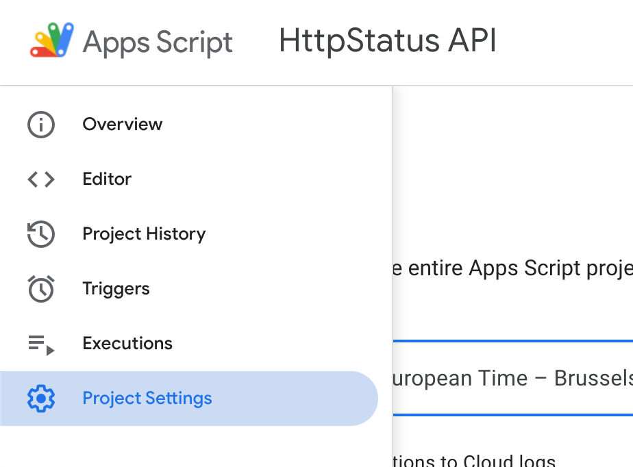 Access the Project Settings