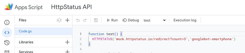 Run test function