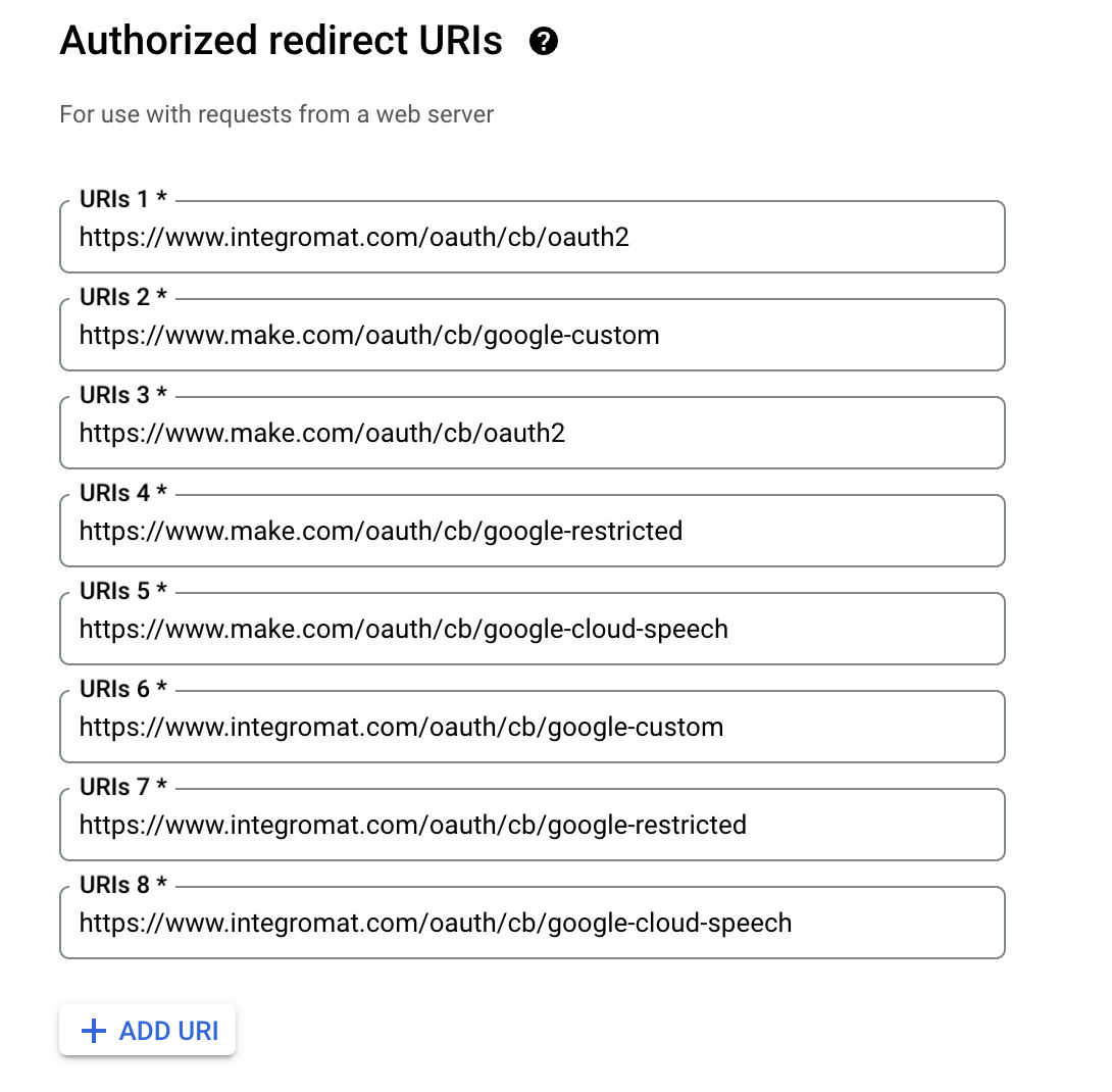 Authorized redirect URIs