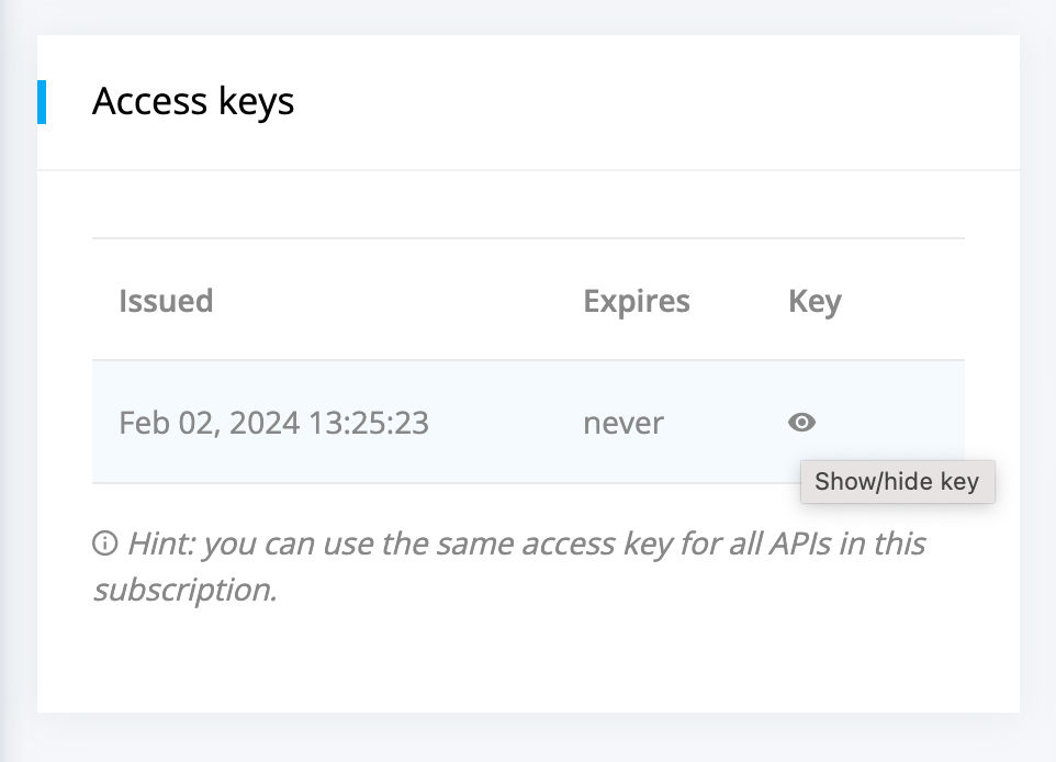Nadles API access key