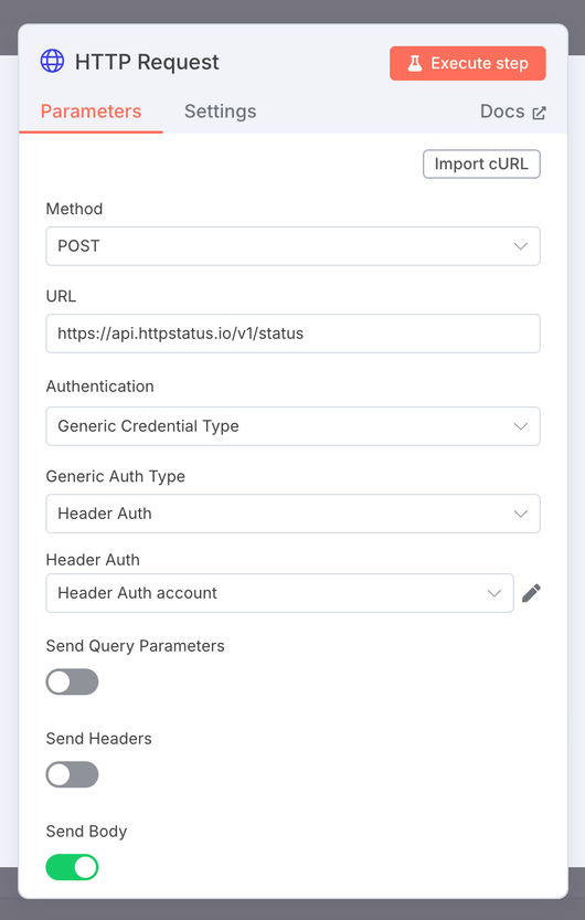 n8n: HTTP request HttpStatus API