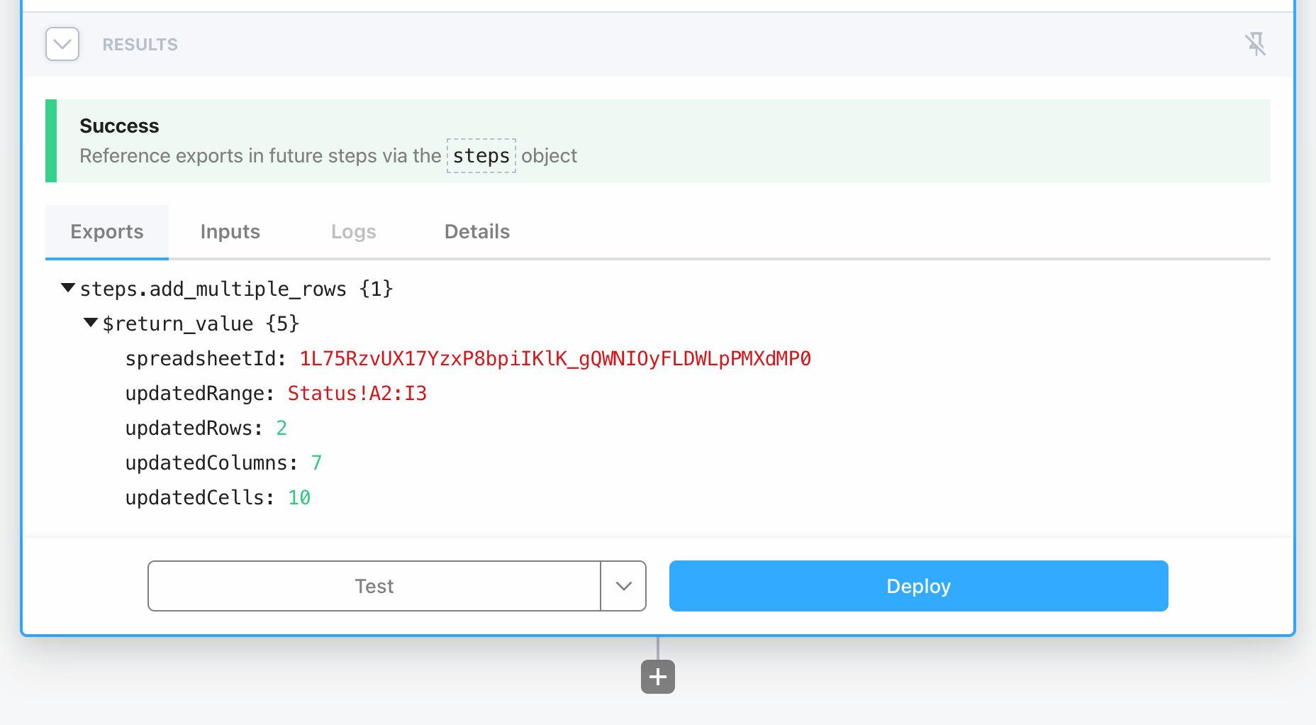 Output Google Sheets (step 4)