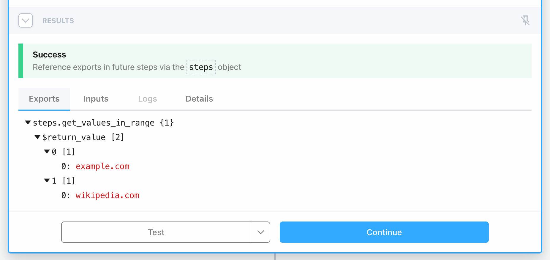 Output Google Sheets (step 2)