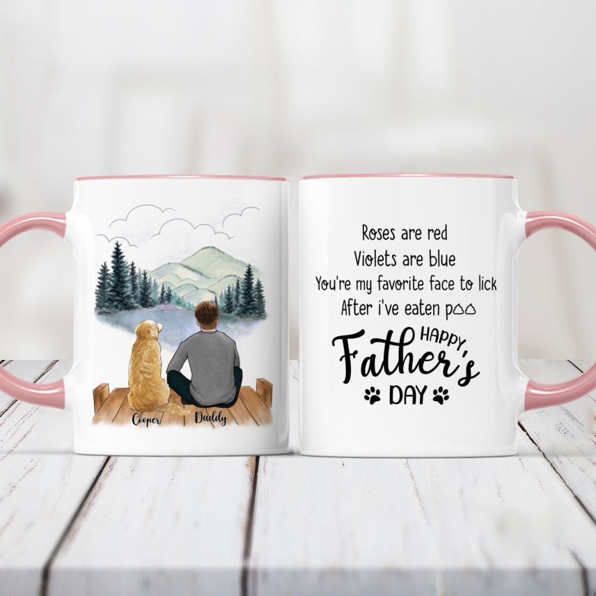 Man and Dogs - Roses are red, Violets are blue, You're my favorite face to click...(4638) - Personalized Mug