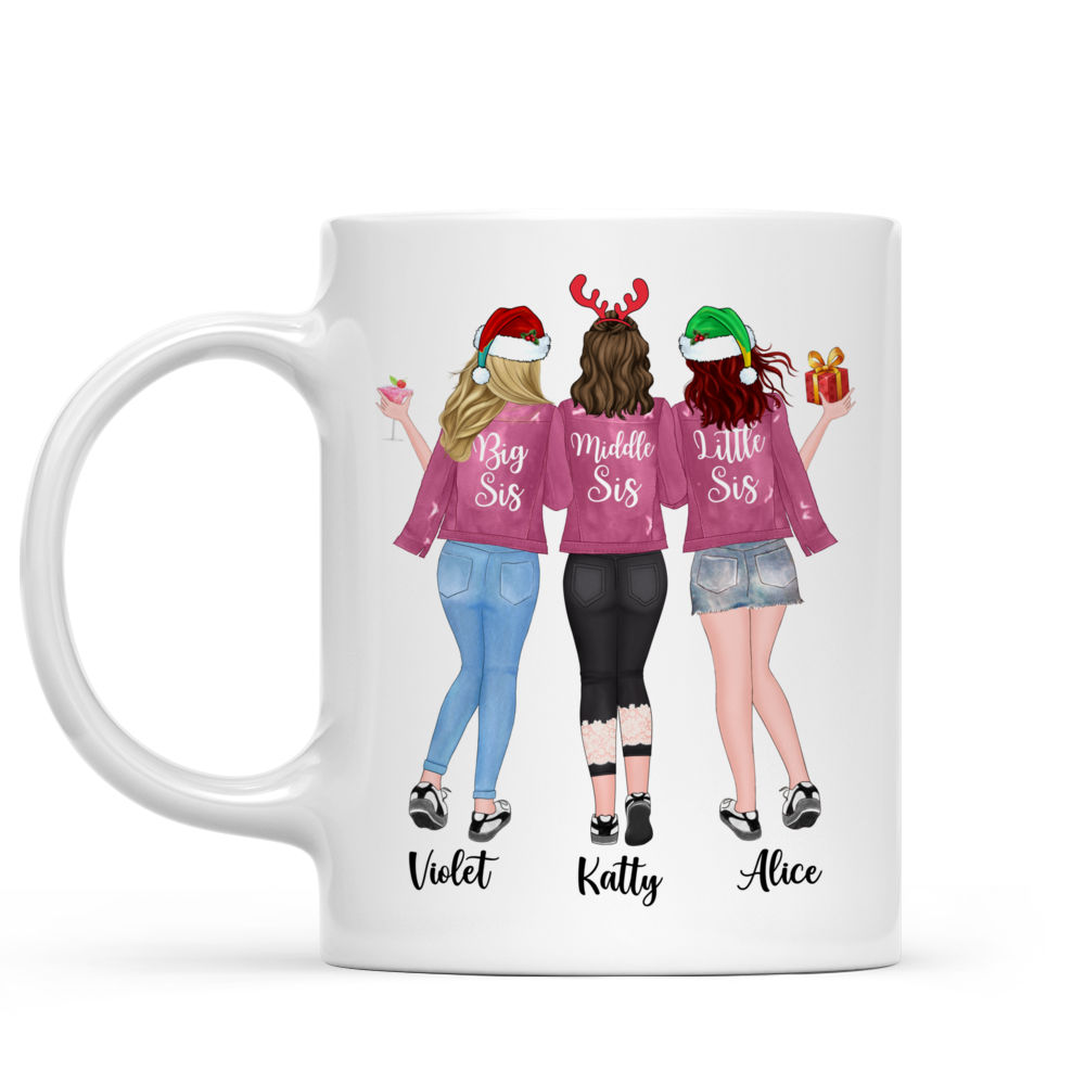 Up to 6 Sisters - Side by side or miles apart, Sisters will always be connected by heart (Ver 1) (7659) - Personalized Mug_2