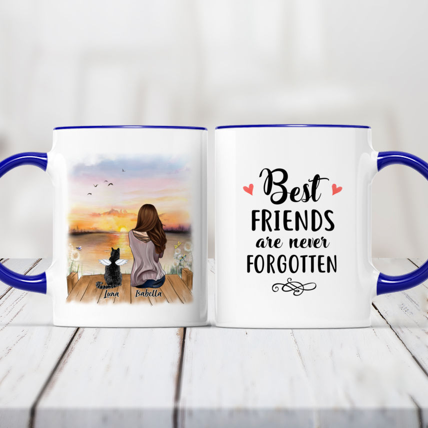 Girl and Cats - Best Friends Are Never Forgotten - Personalized Mug