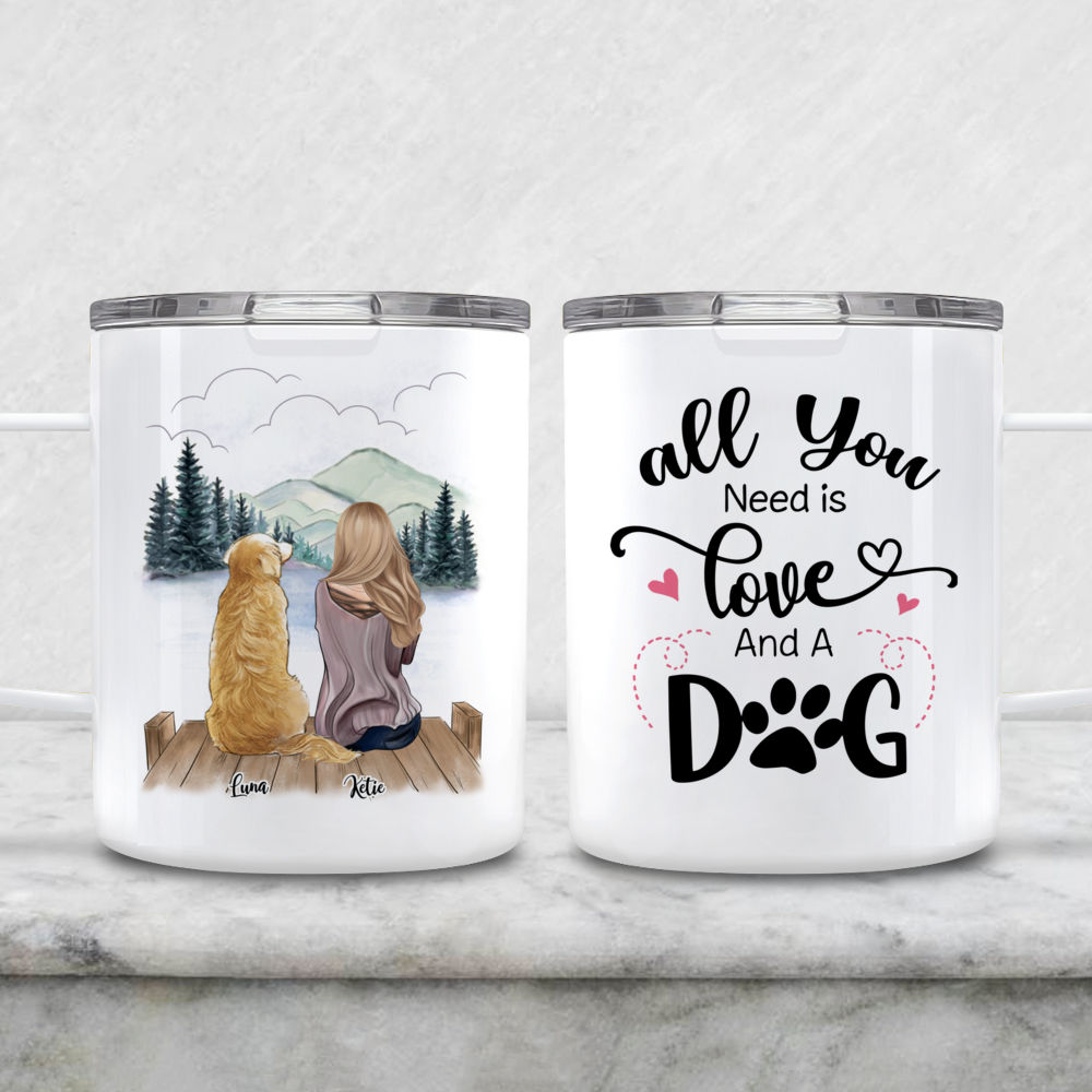 Girl and Dogs - All you need is love and a dog. - Personalized Mug