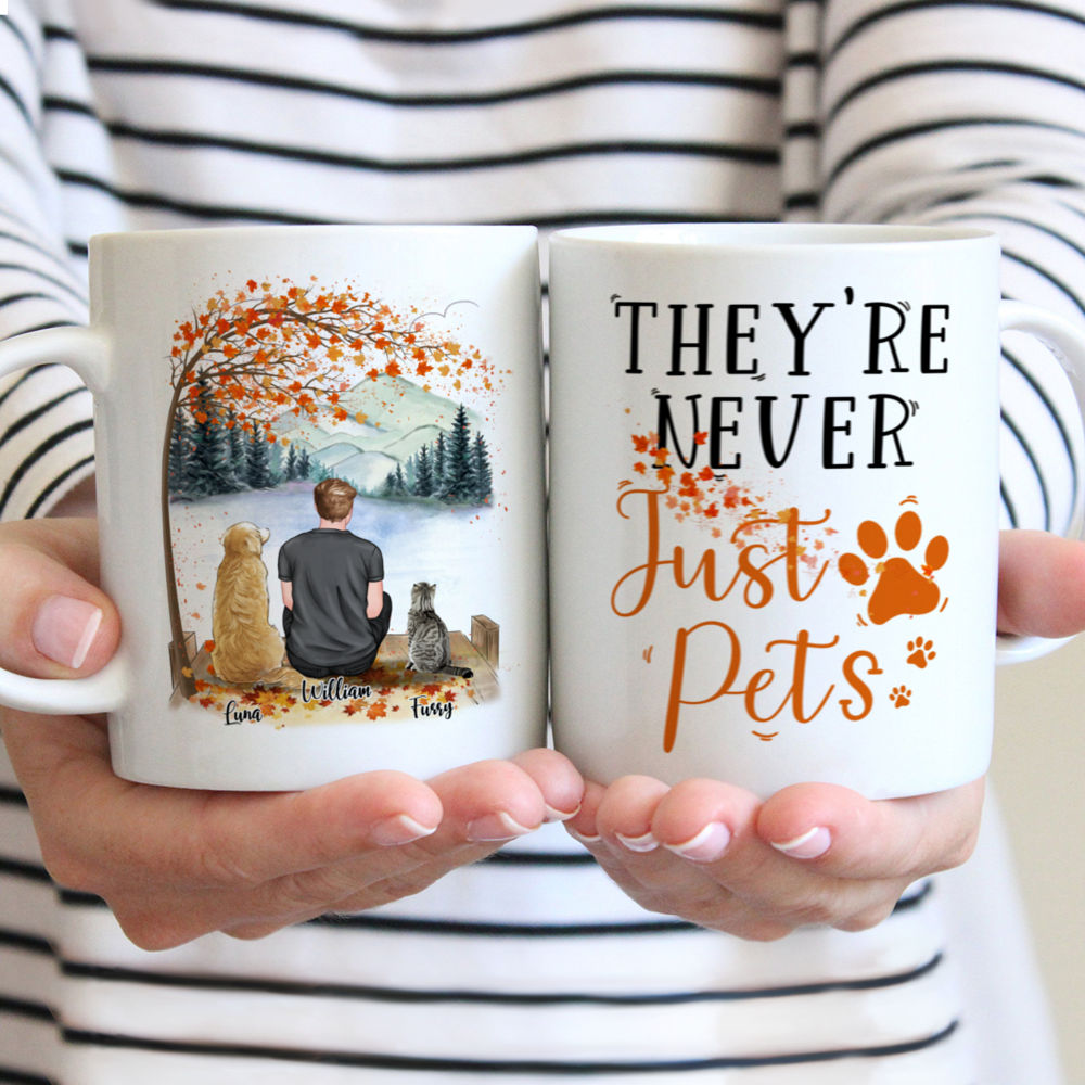 Man and Dog - They're Never Just Pets - Orange Color Tree - Personalized Mug