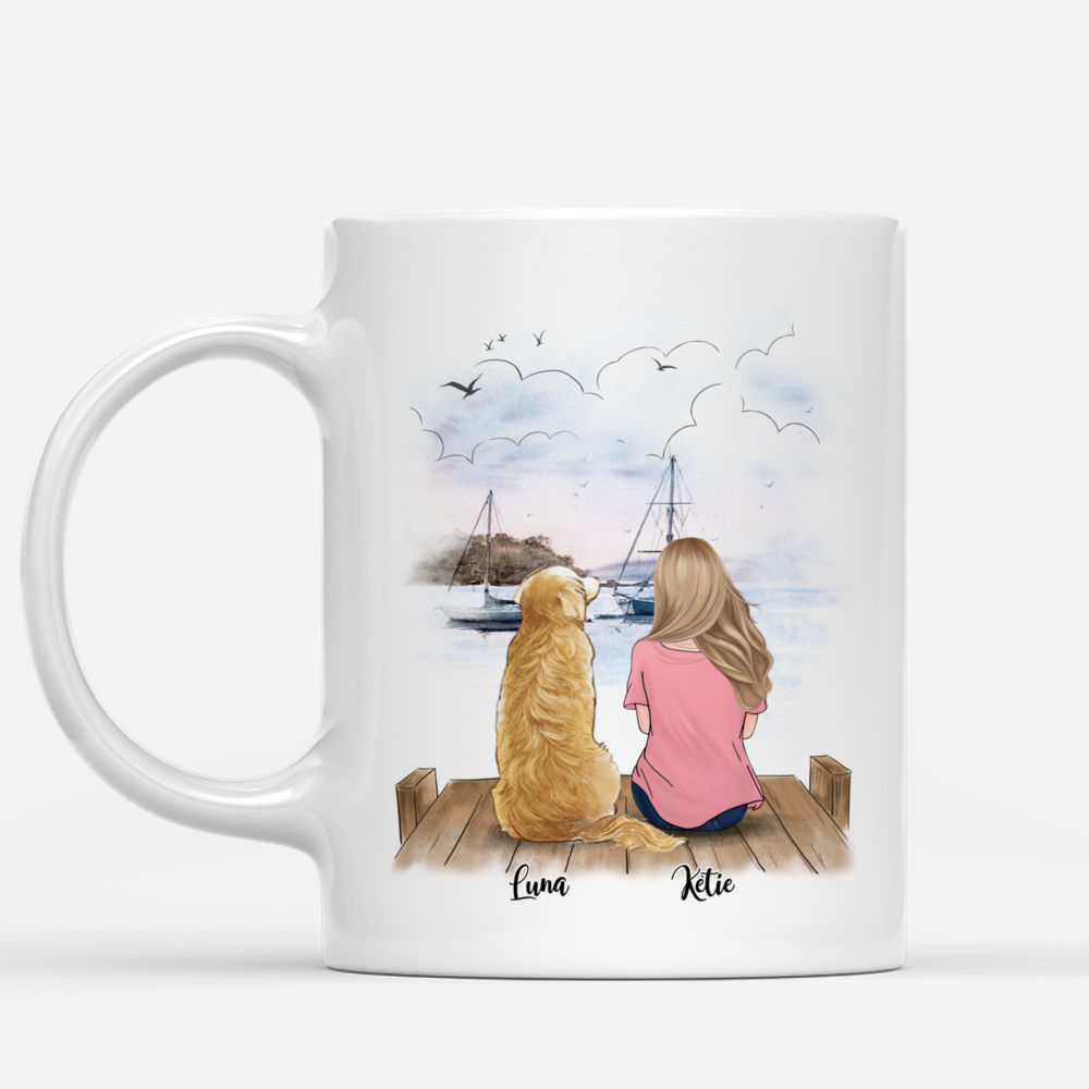 Girl and Dogs - Life Is Better With Dogs vs Beach - Personalized Mug_1