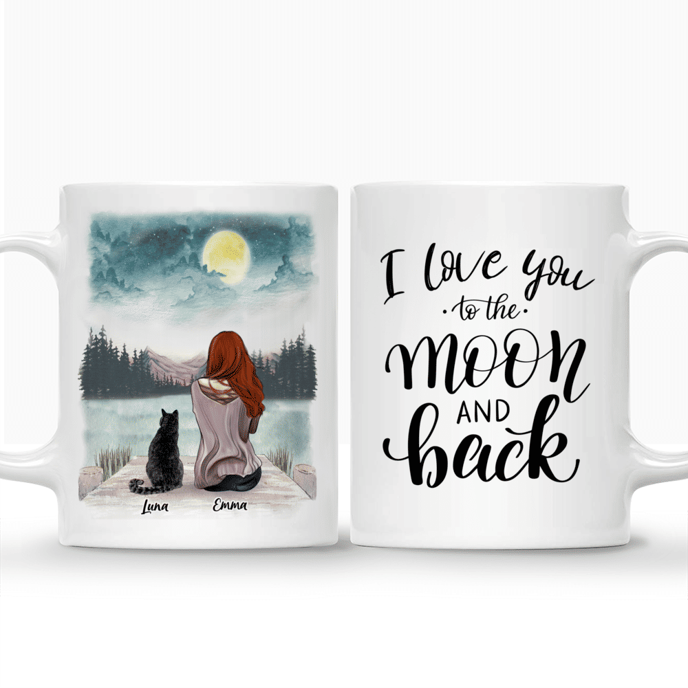 Girl and Cats - I love you to the moon and back v2 - Personalized Mug_3