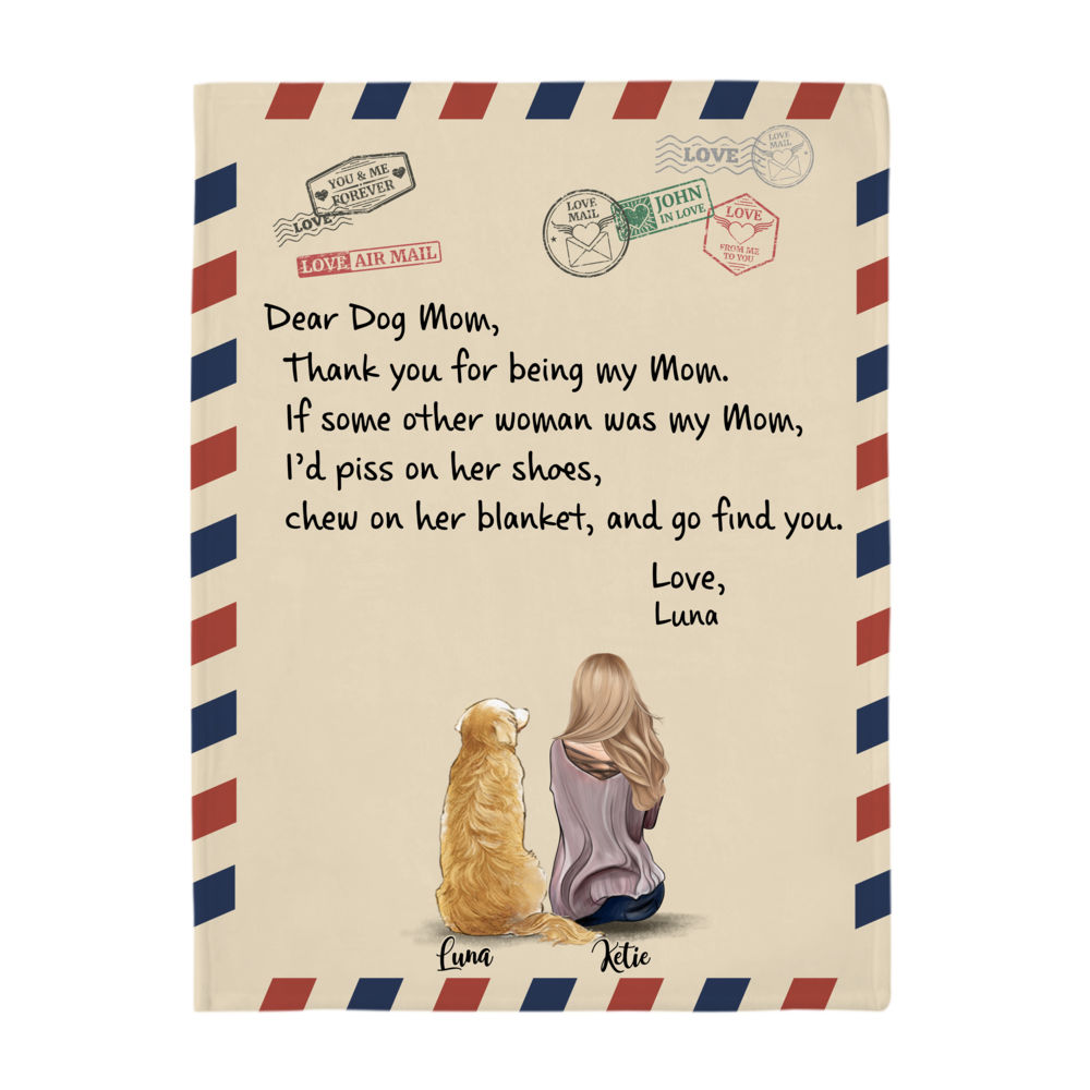 Girl And Dogs - Dear Dog Mom, Thank you for being my Mom - Personalized Blanket_2
