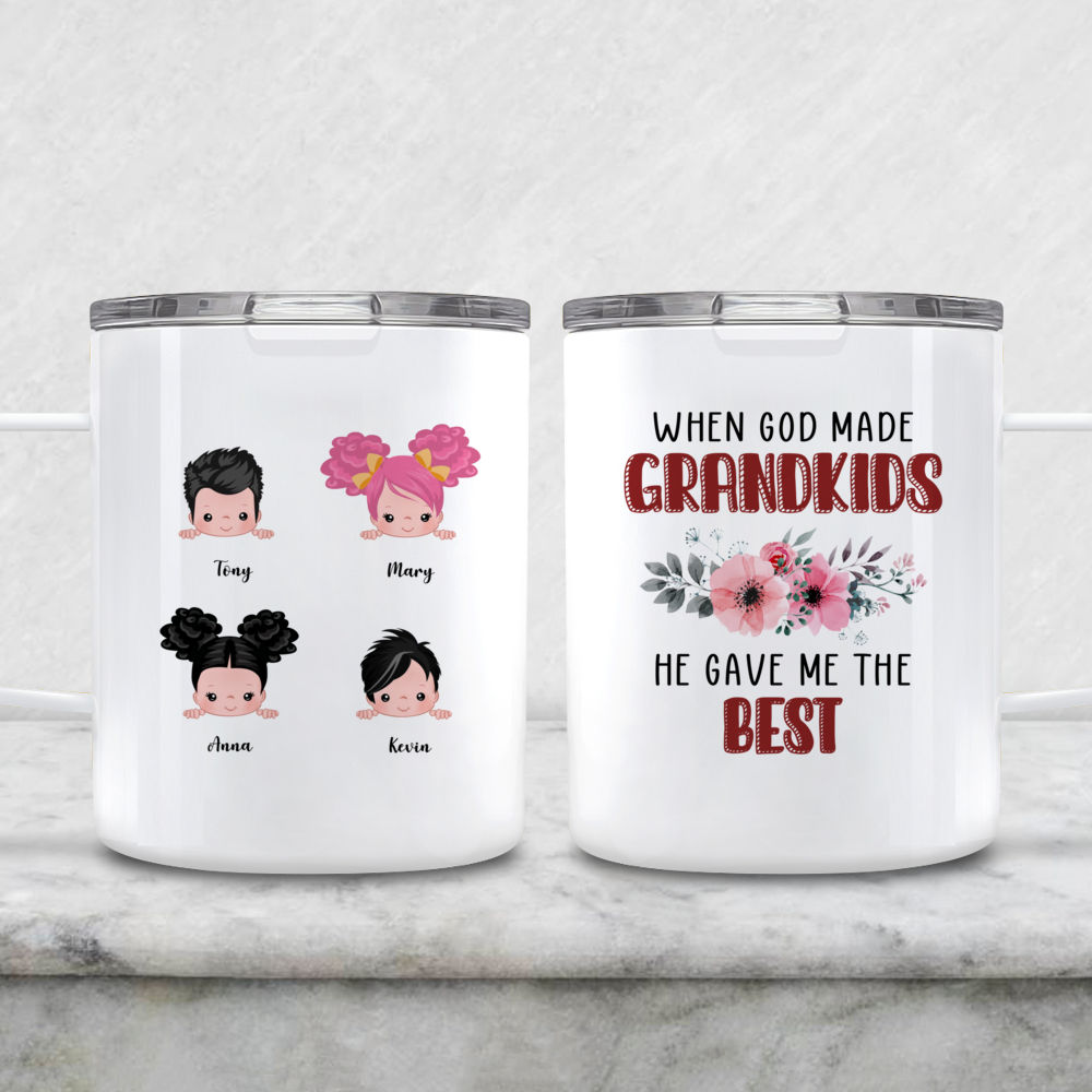 Up to 9 Kids - When God Made Grandkids He Gave Me The Best - Personalized Mug