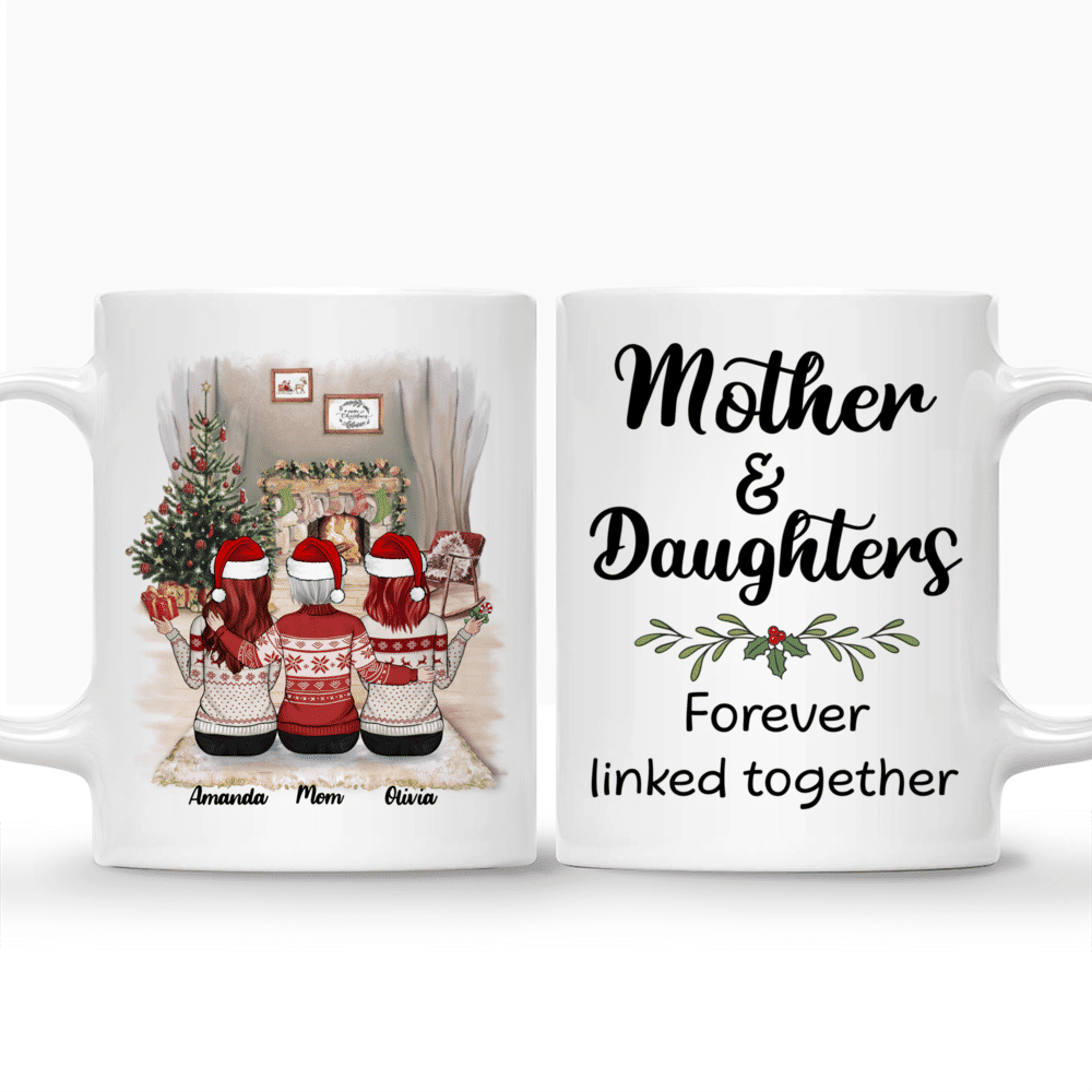 Mother & Daughter Xmas Personalized Mugs - Forever Linked Together_3