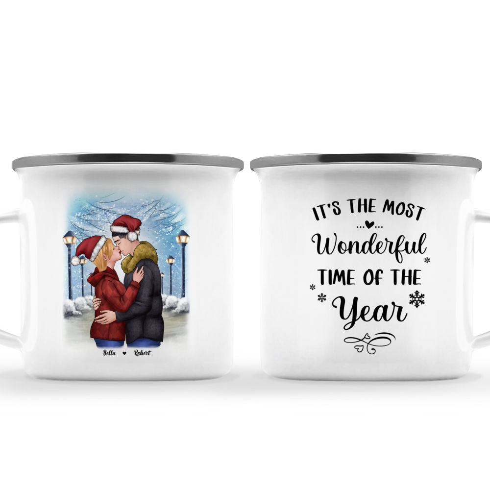 Christmas Kissing Couple - It's the most wonderful time of the year - Couple Gifts, Valentines Gifts - Personalized Mug_3