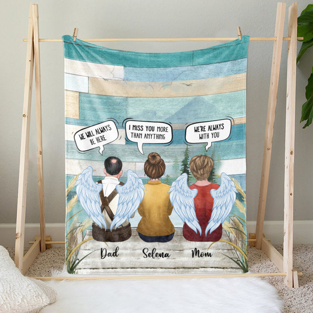 Family Memorial - I Miss You More Than Anything Dad & Mom (Up to 3) - Gifts For Dad, Mom - Personalized Blanket_1