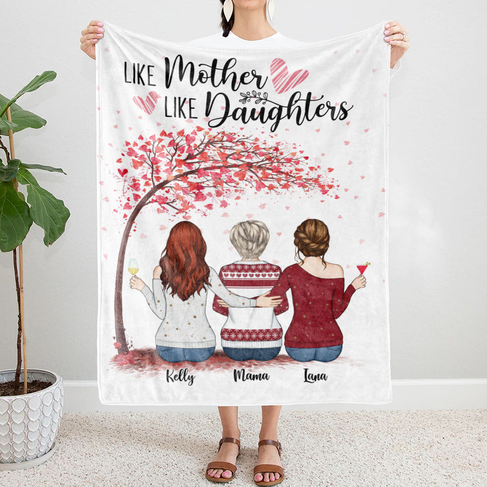 Daughter and Mother Blanket - Like Mother Like Daughters (Black) - Personalized Blanket