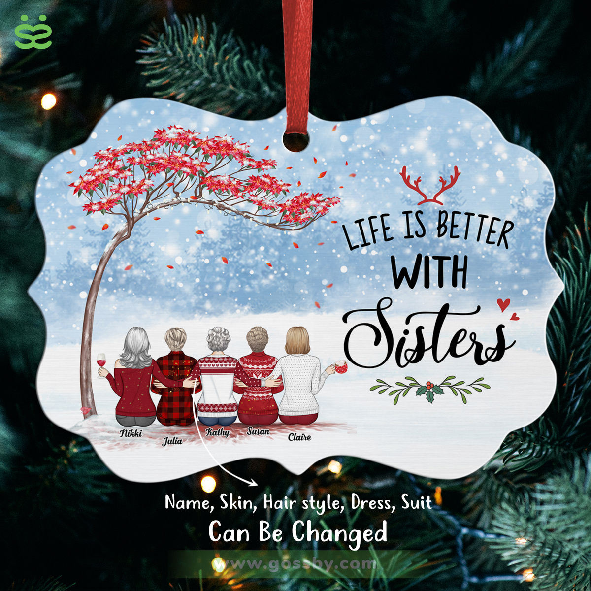 Best friends - UP to 6 - Life is better with Sisters Ver 5 (8463) - Personalized Ornament_1