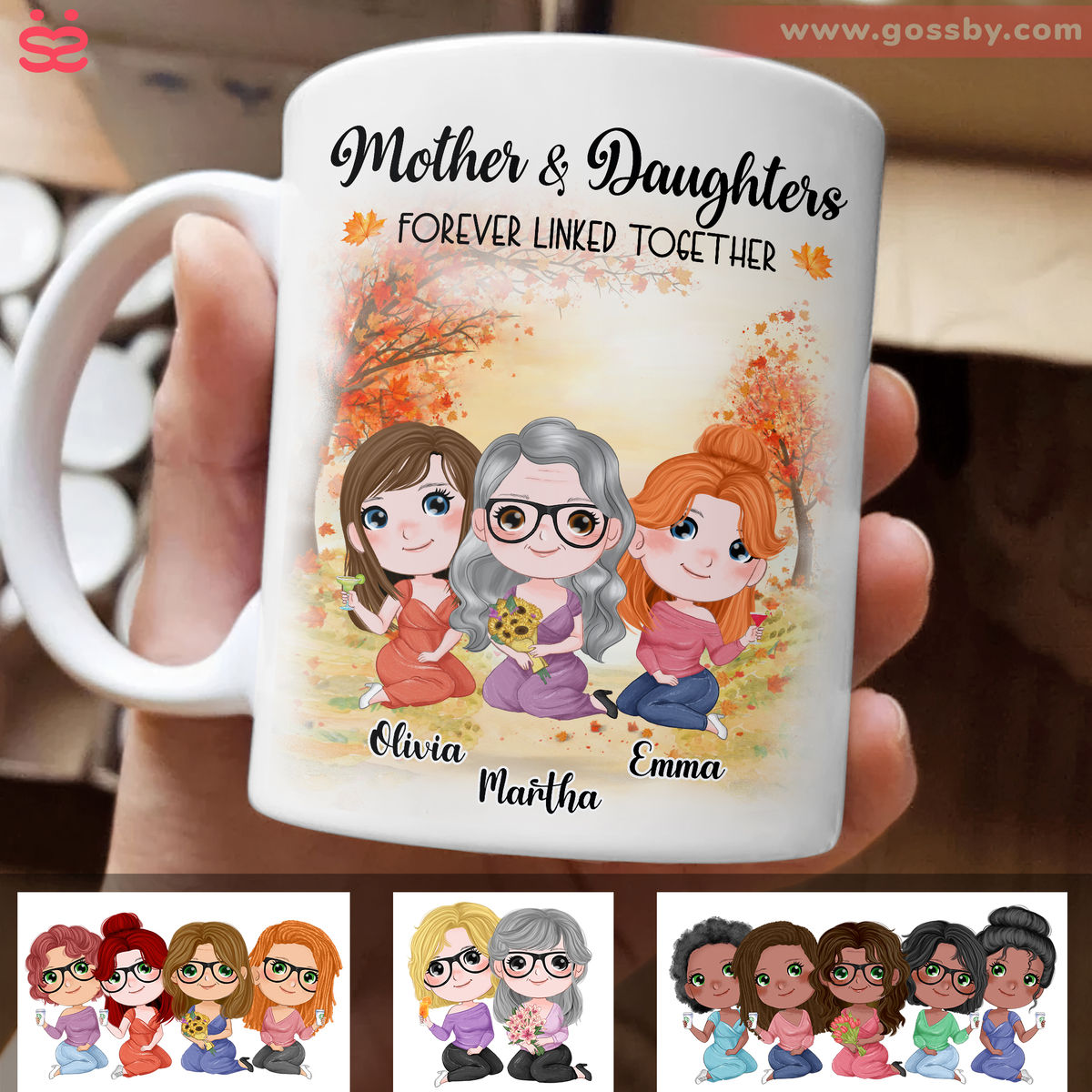 Christmas Gifts For Mom - Mother and Daughters Forever Linked Together ( Custom Mug)