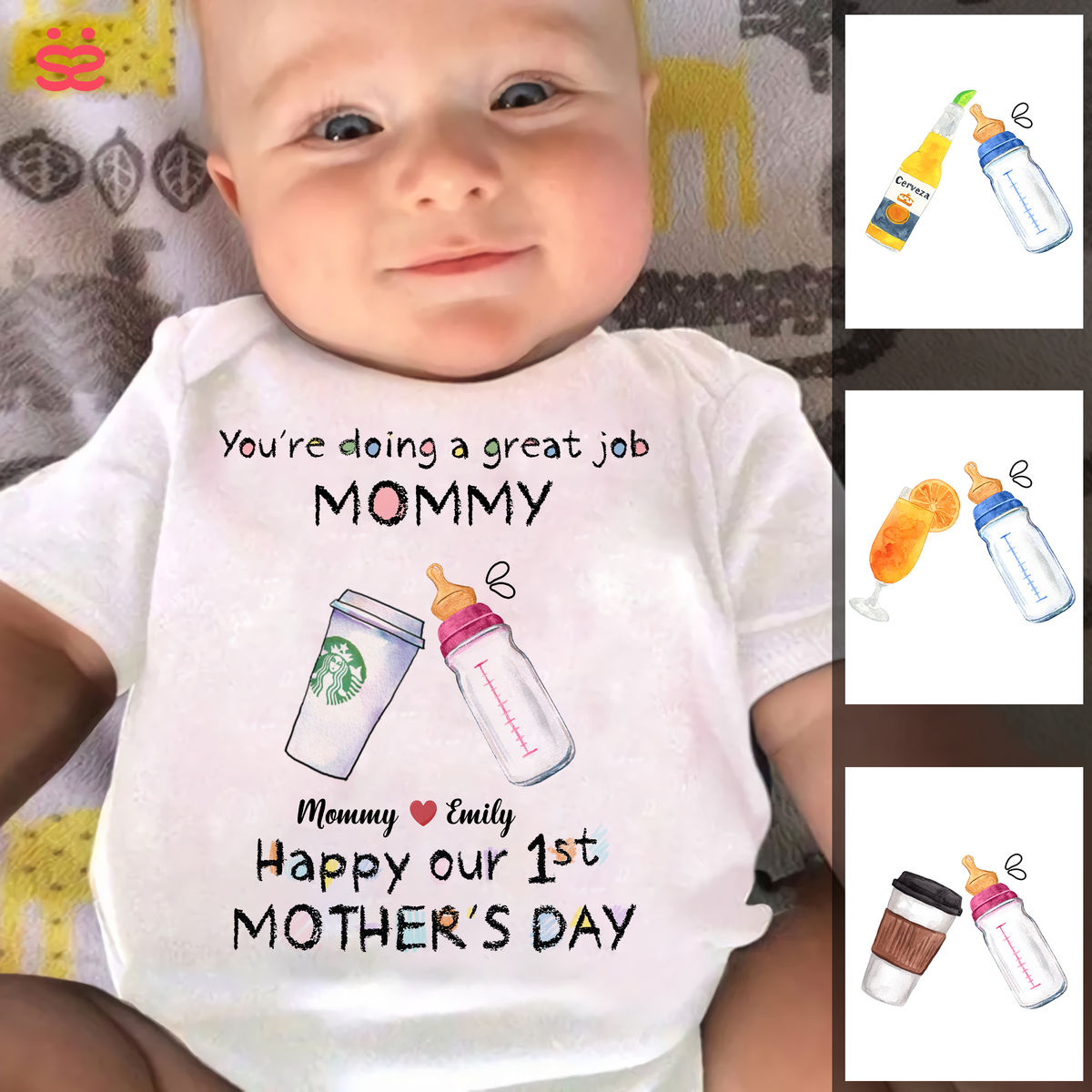 Custom Baby Onesies - You're doing a great job mommy Happy 1st Mother's Day (D1) - Personalized Onesie