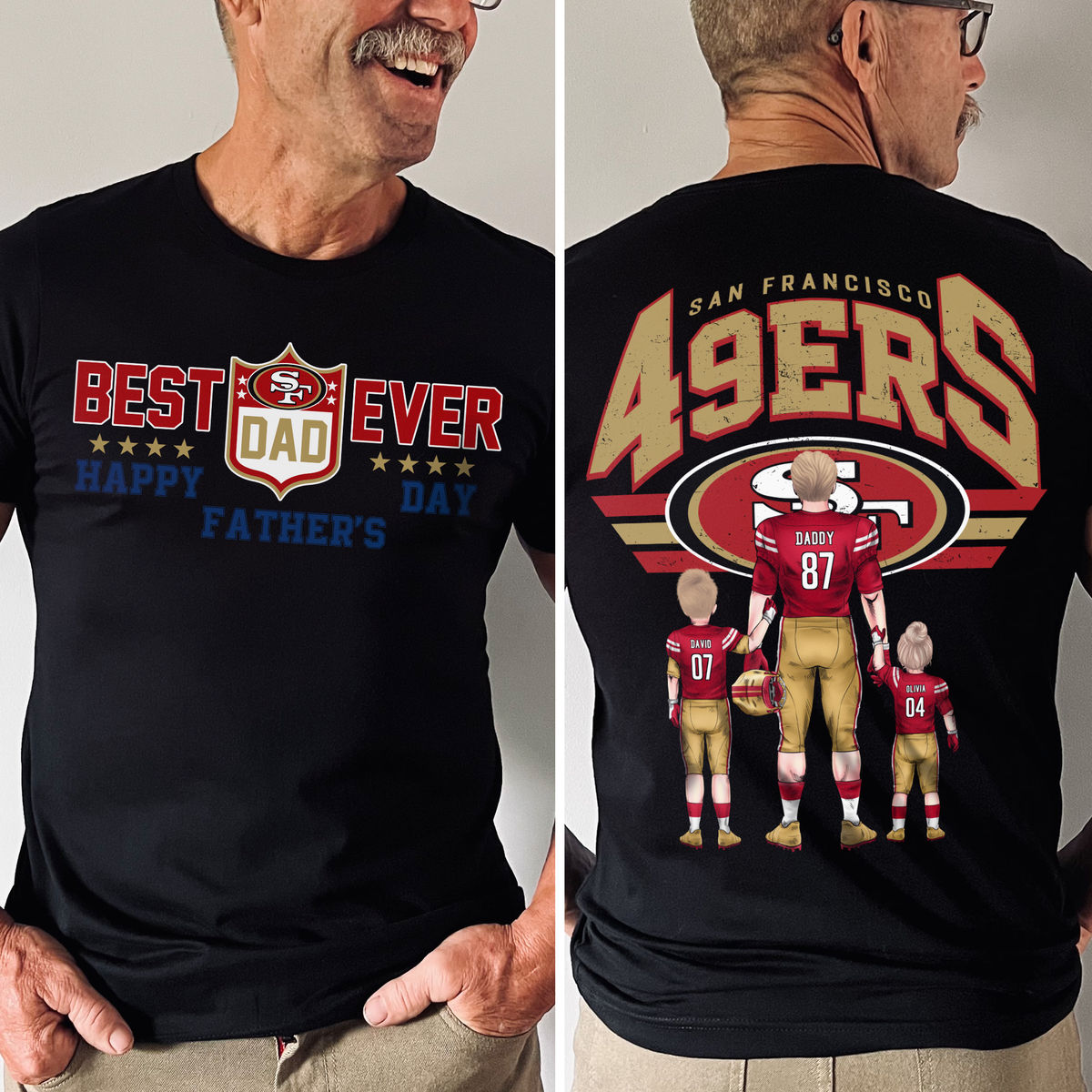 Personalized T-shirt - Best Dad Ever - Happy Father's Day - NFL Sport | NFL Team (B2) - Personalized Shirt_3