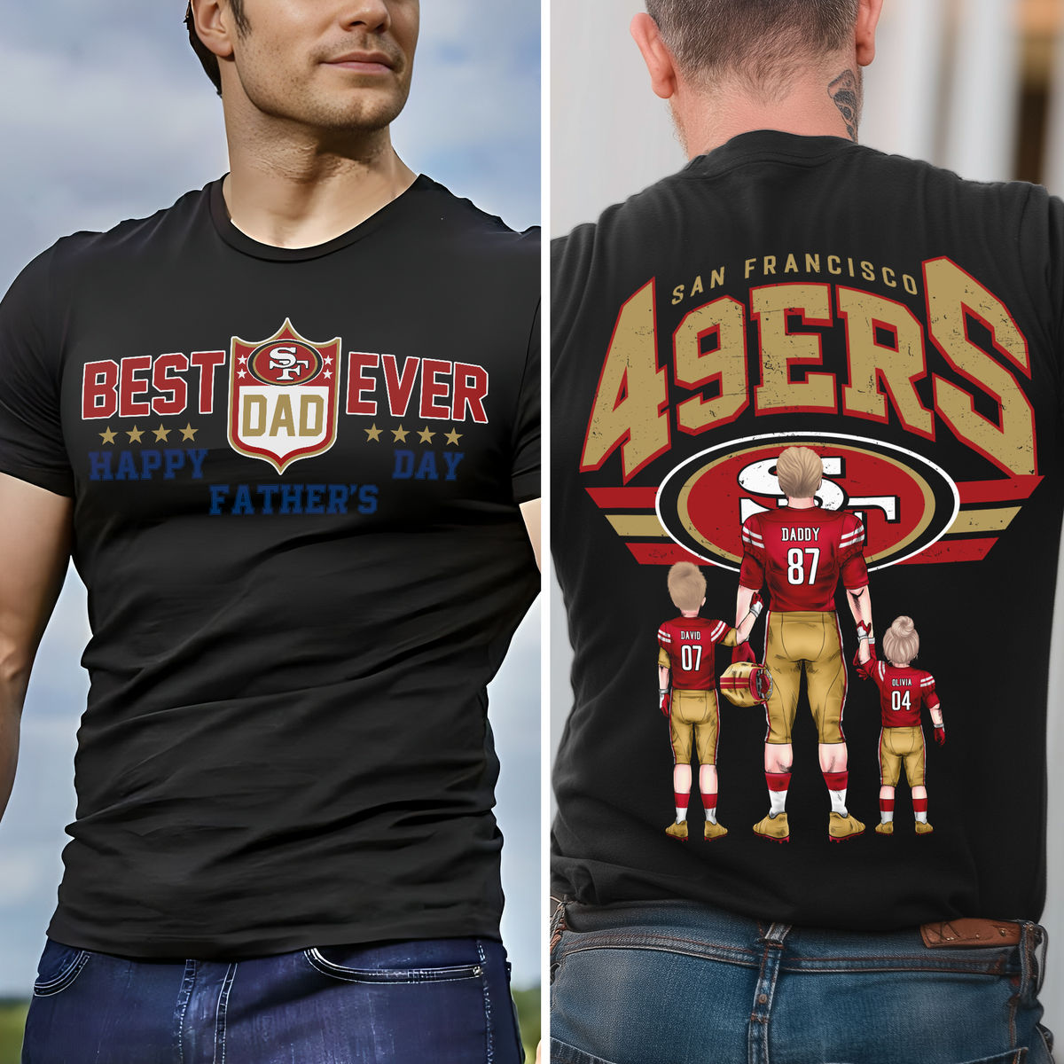 Personalized T-shirt - Best Dad Ever - Happy Father's Day - NFL Sport | NFL Team (B2) - Personalized Shirt