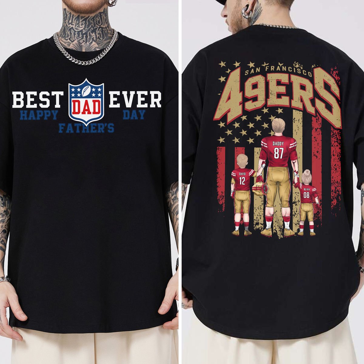 Personalized T-shirt - Best Dad Ever - Happy Father's Day - NFL Sport | NFL Team (B4) - Personalized Shirt_7