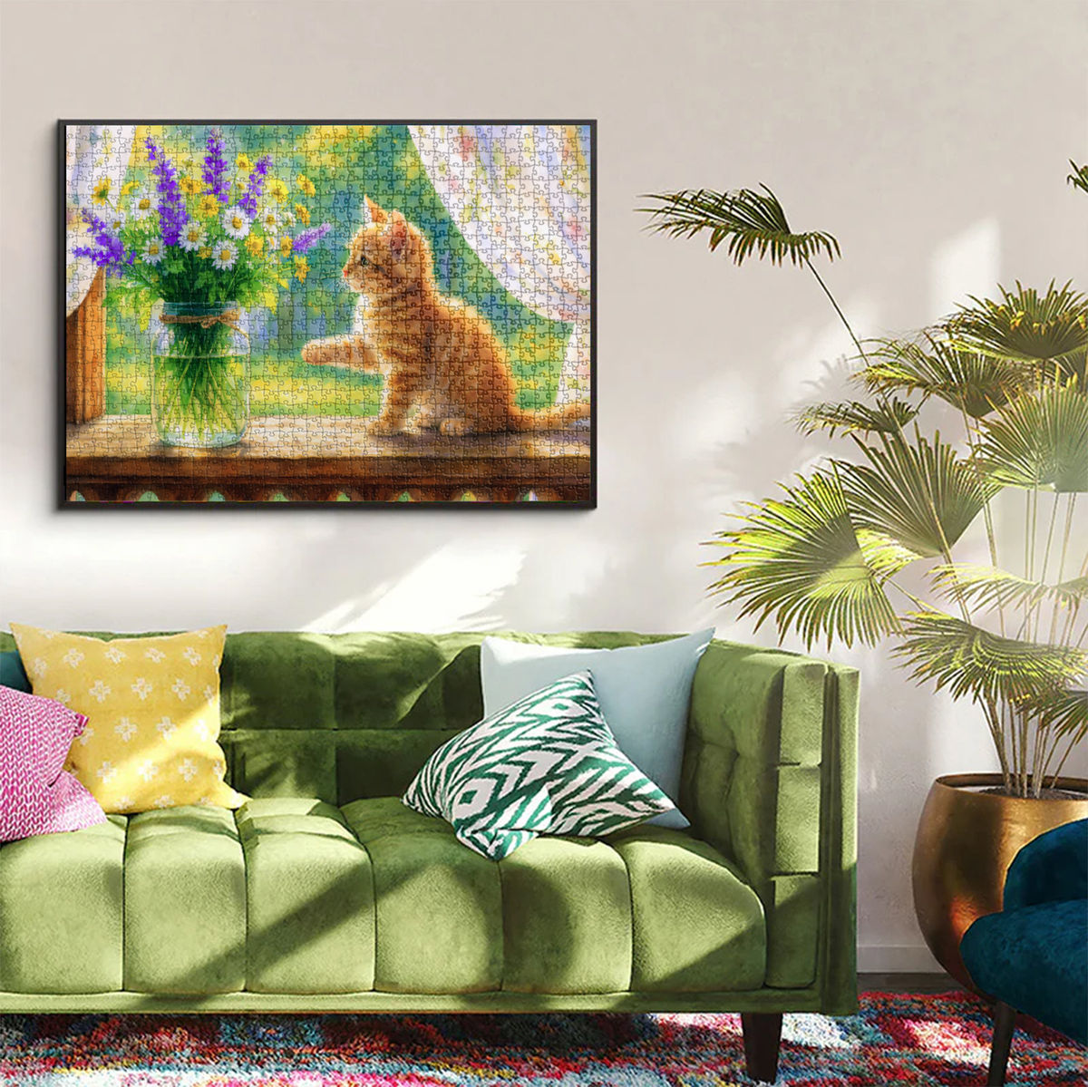 Jigsaw Puzzle 1000 Pieces - Kitten’s Curiosity – Romantic Realism Art - Gift for Cat & Puzzle Lovers - Puzzle_6