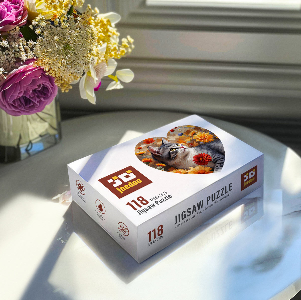 Heart Jigsaw Puzzle - Autumn Whiskers – Realism Painting Style - Gift for Cat & Autumn Lovers - Puzzle_6