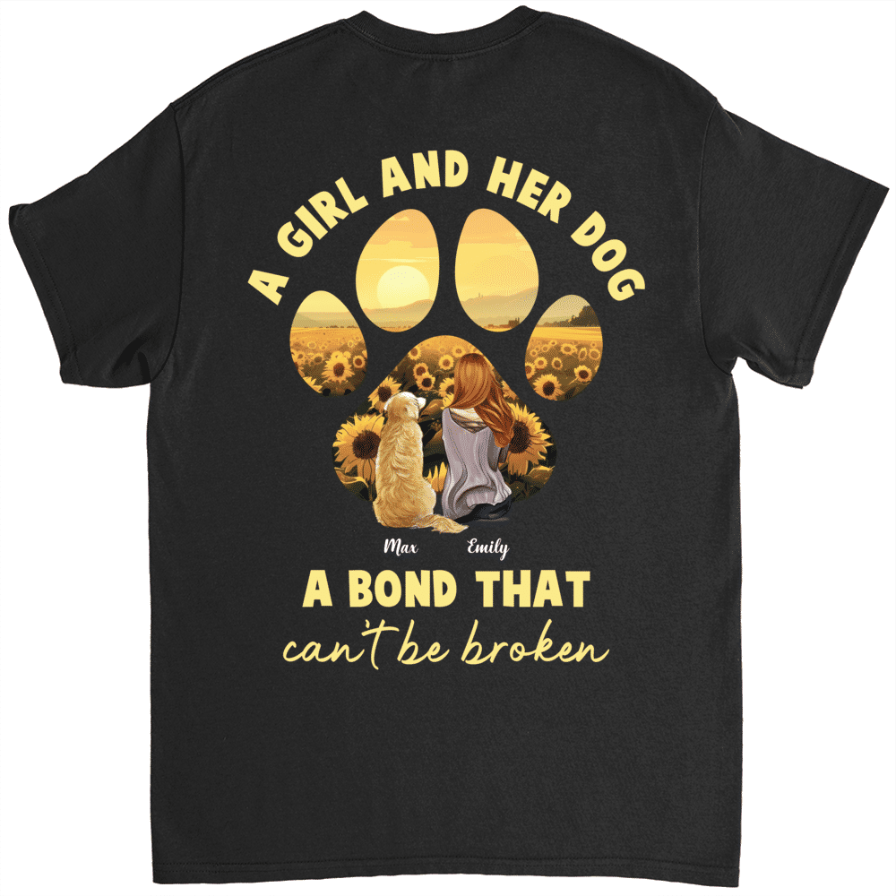 Dog Lover Gifts - A Girl & Her Dog A Bond That Can't Be Broken - Personalized Shirt