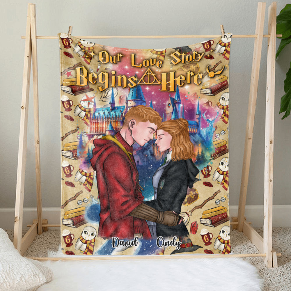 Couple - Our Love Story Begins Here - Blanket Couple Personalized - Personalized Blanket_2