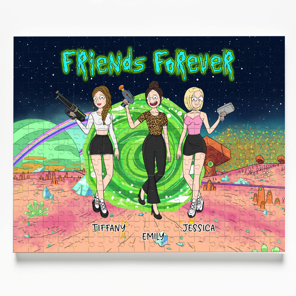 Personalized Jigsaw Puzzles - Friends Forever - Rick and Morty Style - Gift for Friends, Besties, Sisters Trendy 2025 - Personalized Puzzle_5