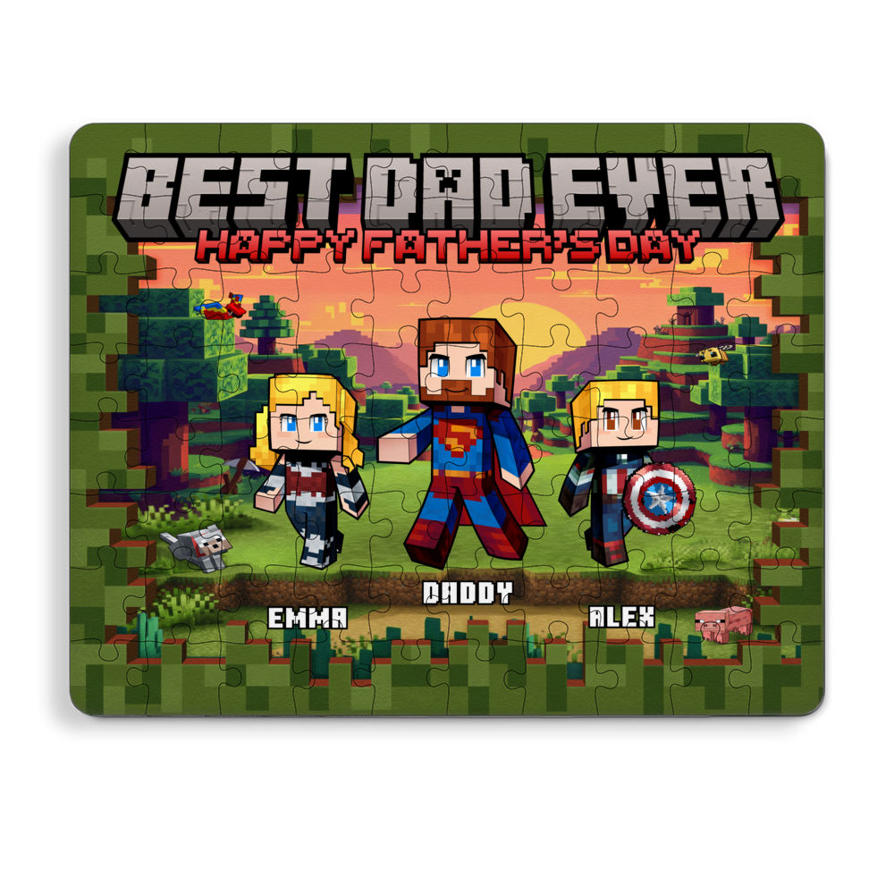 Minecraft Jigsaw Puzzle - Best Dad Ever - Happy Father's Day - Gift For Dad Trendy 2025 - Personalized Puzzle_5